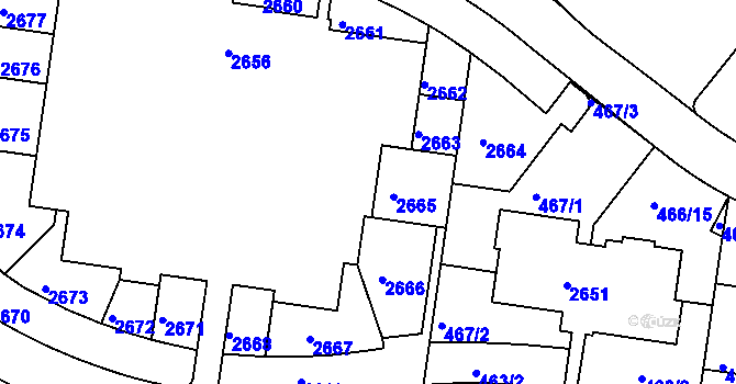 Parcela st. 466/16 v KÚ Lavičky, Katastrální mapa