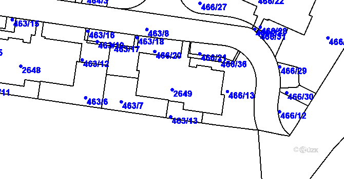 Parcela st. 2649 v KÚ Lavičky, Katastrální mapa