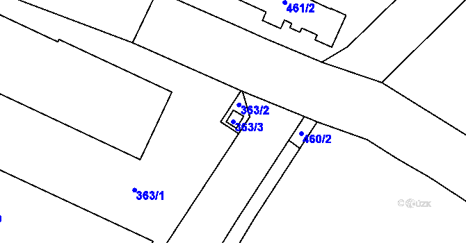 Parcela st. 363/3 v KÚ Lavičky, Katastrální mapa