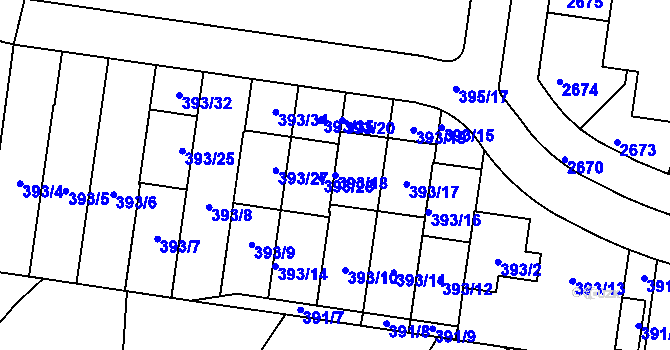 Parcela st. 393/18 v KÚ Lavičky, Katastrální mapa