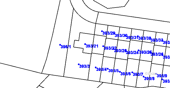 Parcela st. 393/21 v KÚ Lavičky, Katastrální mapa