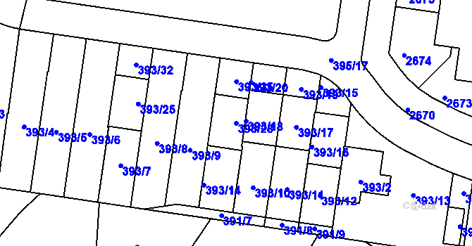 Parcela st. 393/28 v KÚ Lavičky, Katastrální mapa
