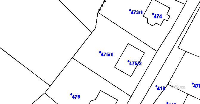 Parcela st. 475/1 v KÚ Lavičky, Katastrální mapa
