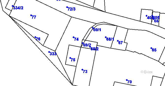 Parcela st. 69/2 v KÚ Závist u Velkého Meziříčí, Katastrální mapa