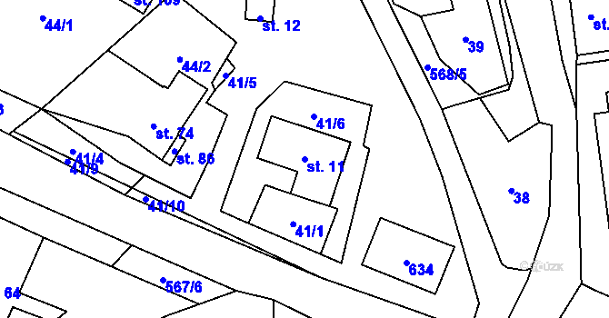 Parcela st. 11 v KÚ Lavičné, Katastrální mapa