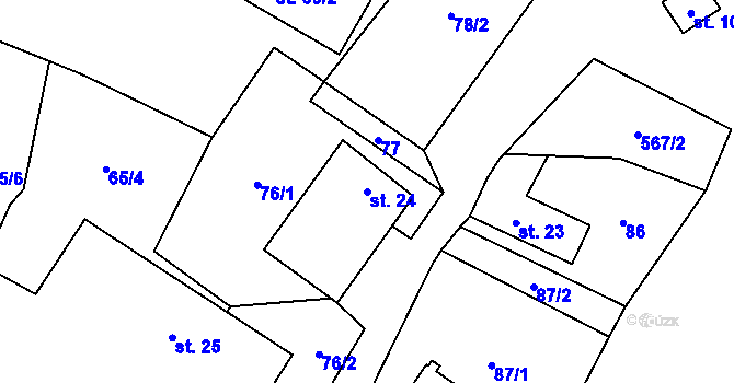 Parcela st. 24 v KÚ Lavičné, Katastrální mapa