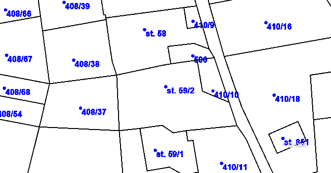 Parcela st. 59/2 v KÚ Láz, Katastrální mapa