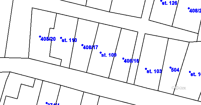 Parcela st. 109 v KÚ Láz, Katastrální mapa