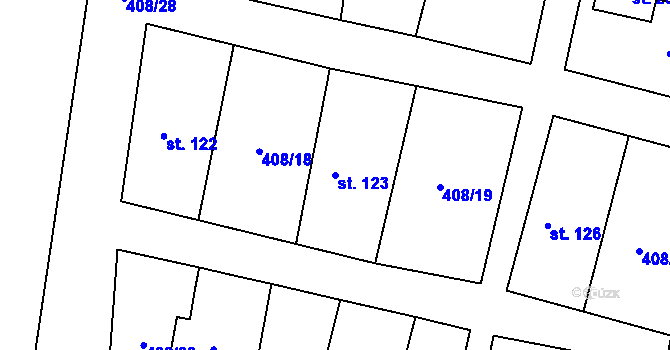 Parcela st. 123 v KÚ Láz, Katastrální mapa