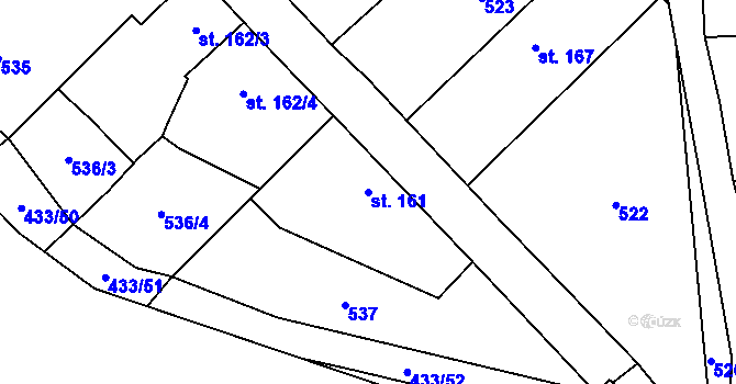 Parcela st. 161 v KÚ Láz, Katastrální mapa