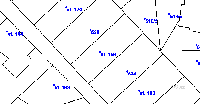 Parcela st. 169 v KÚ Láz, Katastrální mapa