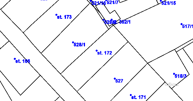 Parcela st. 172 v KÚ Láz, Katastrální mapa