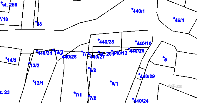 Parcela st. 201 v KÚ Láz, Katastrální mapa