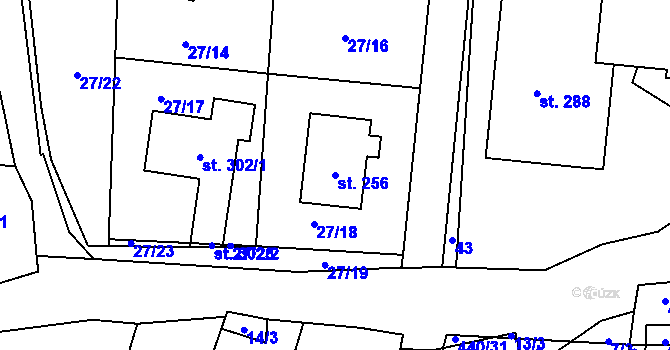 Parcela st. 256 v KÚ Láz, Katastrální mapa