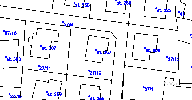 Parcela st. 267 v KÚ Láz, Katastrální mapa