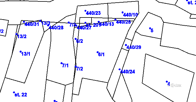 Parcela st. 6 v KÚ Láz, Katastrální mapa