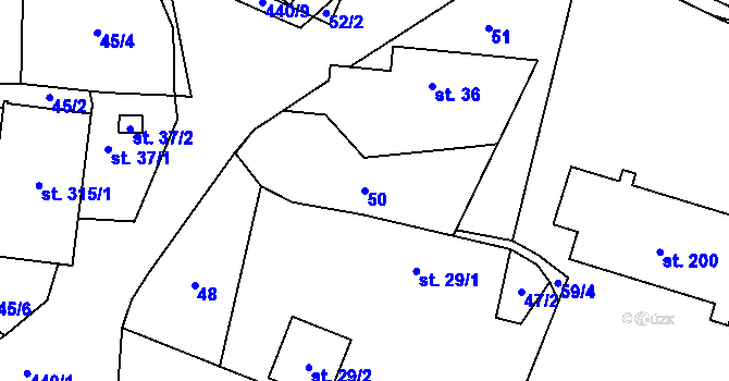 Parcela st. 50 v KÚ Láz, Katastrální mapa