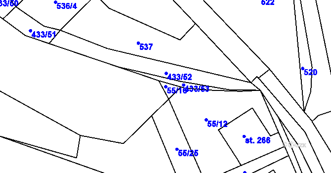 Parcela st. 55/16 v KÚ Láz, Katastrální mapa