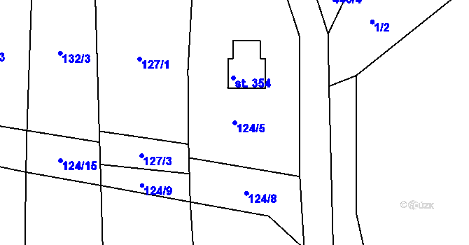 Parcela st. 124/5 v KÚ Láz, Katastrální mapa