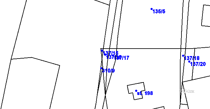 Parcela st. 137/16 v KÚ Láz, Katastrální mapa