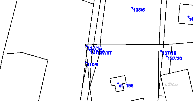 Parcela st. 137/17 v KÚ Láz, Katastrální mapa