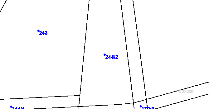 Parcela st. 244/2 v KÚ Láz, Katastrální mapa