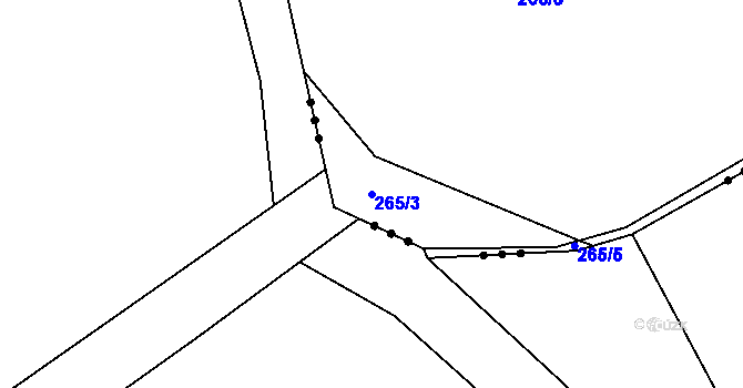 Parcela st. 265/3 v KÚ Láz, Katastrální mapa