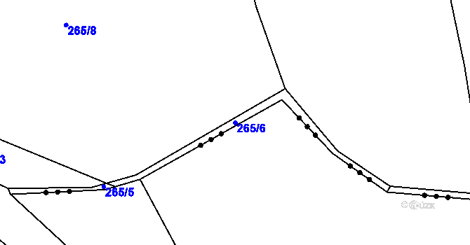 Parcela st. 265/6 v KÚ Láz, Katastrální mapa