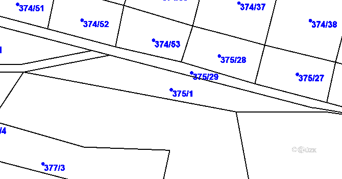 Parcela st. 375/1 v KÚ Láz, Katastrální mapa