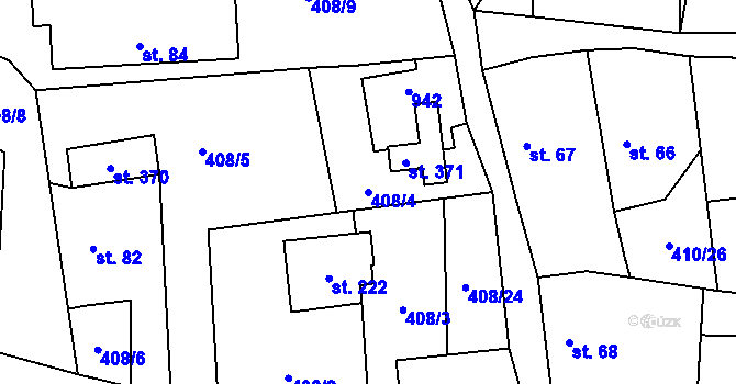 Parcela st. 408/4 v KÚ Láz, Katastrální mapa