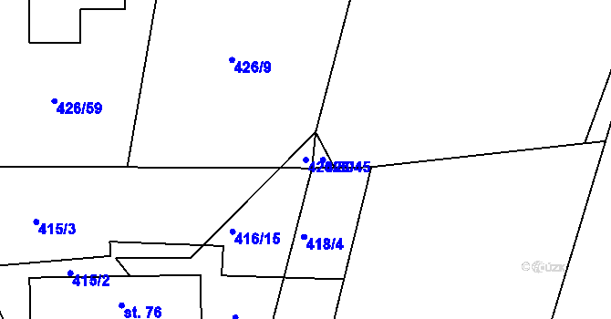 Parcela st. 426/50 v KÚ Láz, Katastrální mapa