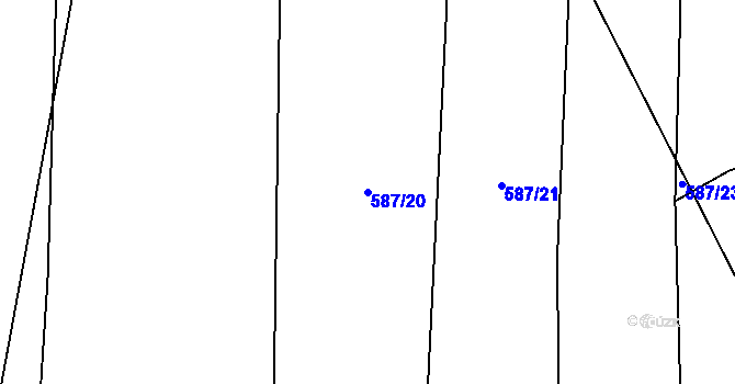 Parcela st. 587/20 v KÚ Láz, Katastrální mapa