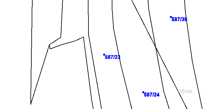 Parcela st. 587/22 v KÚ Láz, Katastrální mapa