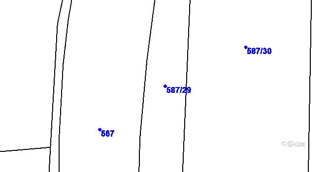 Parcela st. 587/29 v KÚ Láz, Katastrální mapa