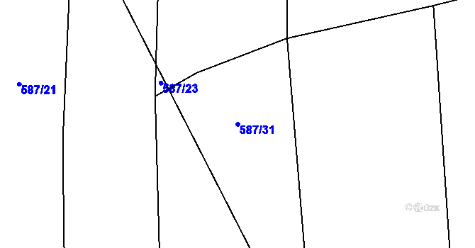 Parcela st. 587/31 v KÚ Láz, Katastrální mapa