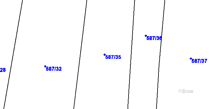 Parcela st. 587/35 v KÚ Láz, Katastrální mapa