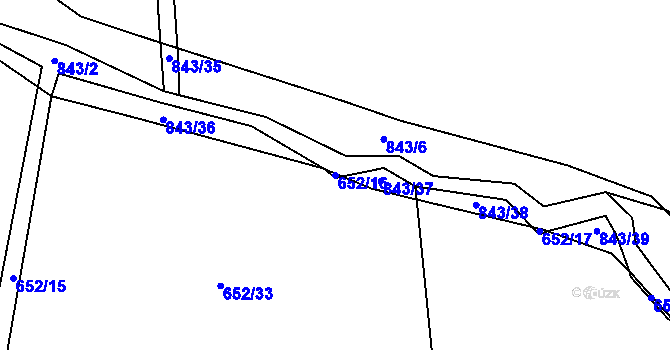 Parcela st. 652/16 v KÚ Láz, Katastrální mapa