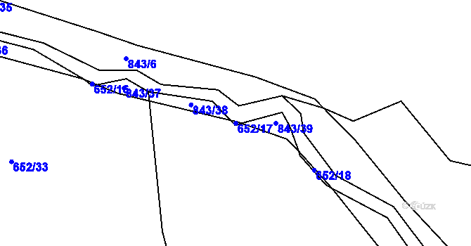 Parcela st. 652/17 v KÚ Láz, Katastrální mapa