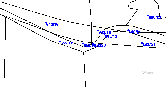 Parcela st. 652/19 v KÚ Láz, Katastrální mapa