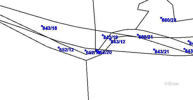 Parcela st. 652/20 v KÚ Láz, Katastrální mapa