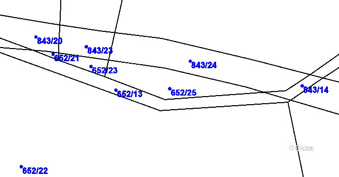 Parcela st. 652/25 v KÚ Láz, Katastrální mapa