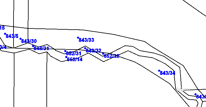 Parcela st. 652/32 v KÚ Láz, Katastrální mapa