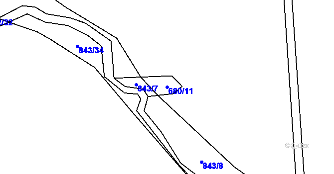 Parcela st. 680/11 v KÚ Láz, Katastrální mapa