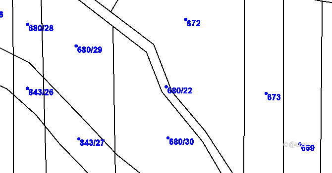 Parcela st. 680/22 v KÚ Láz, Katastrální mapa
