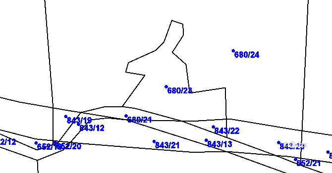 Parcela st. 680/23 v KÚ Láz, Katastrální mapa