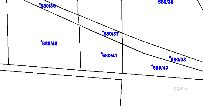 Parcela st. 680/41 v KÚ Láz, Katastrální mapa
