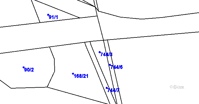 Parcela st. 744/3 v KÚ Láz, Katastrální mapa