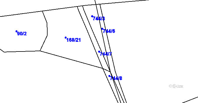 Parcela st. 744/7 v KÚ Láz, Katastrální mapa