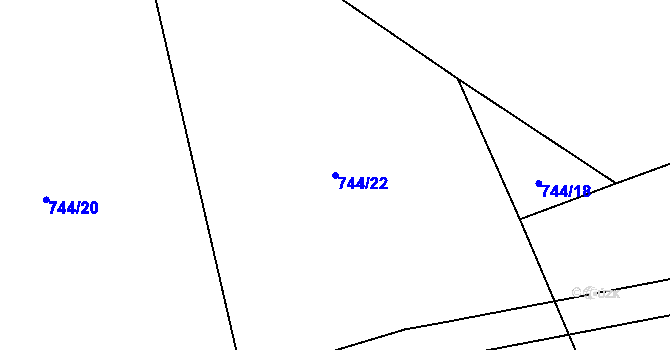 Parcela st. 744/22 v KÚ Láz, Katastrální mapa