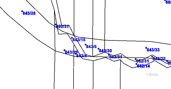 Parcela st. 843/5 v KÚ Láz, Katastrální mapa